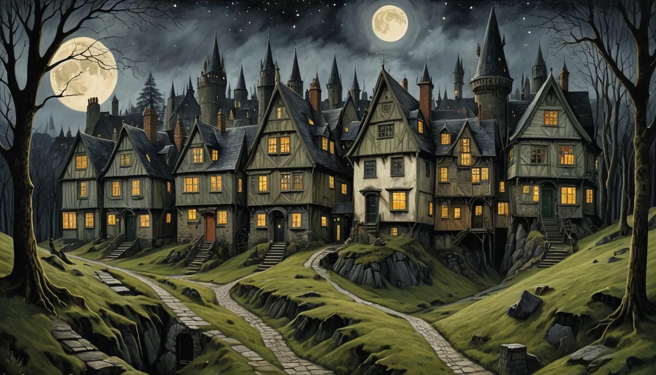 Haunting Stacked Houses in Russian Suprematism Style