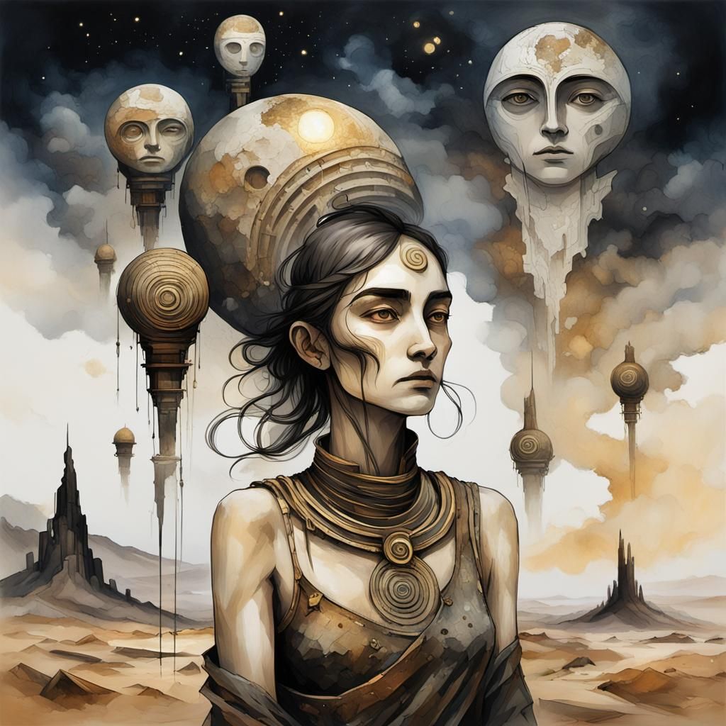 Surreal Guardians of a Forgotten Era in Cyberpunk Splendor