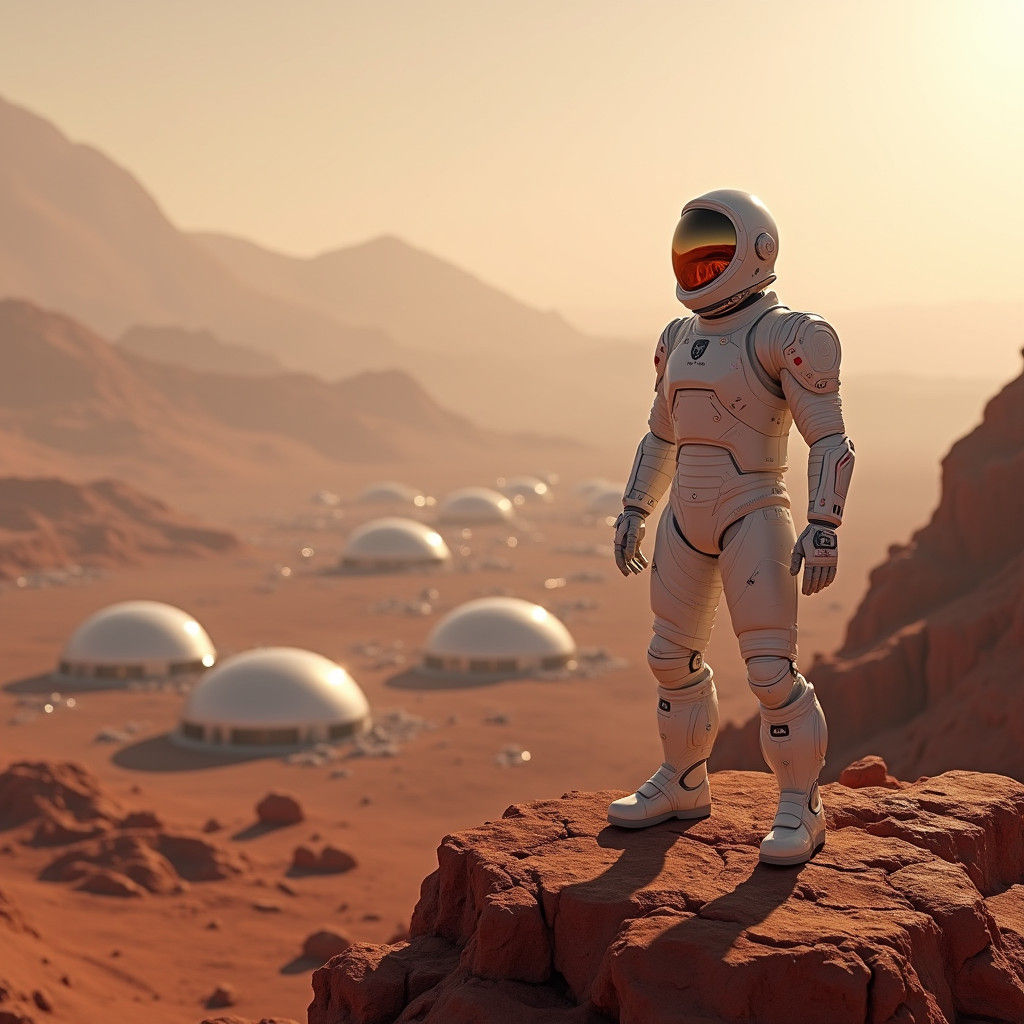 Elon Musk on Mars in Futuristic Concept Art