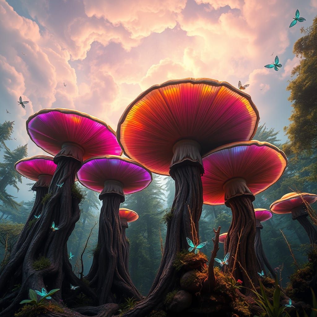 Surreal Forest in a Hyperrealistic Aesthetic with Enormous G...