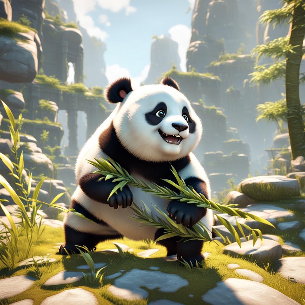 Cute Panda in 3D Game Style