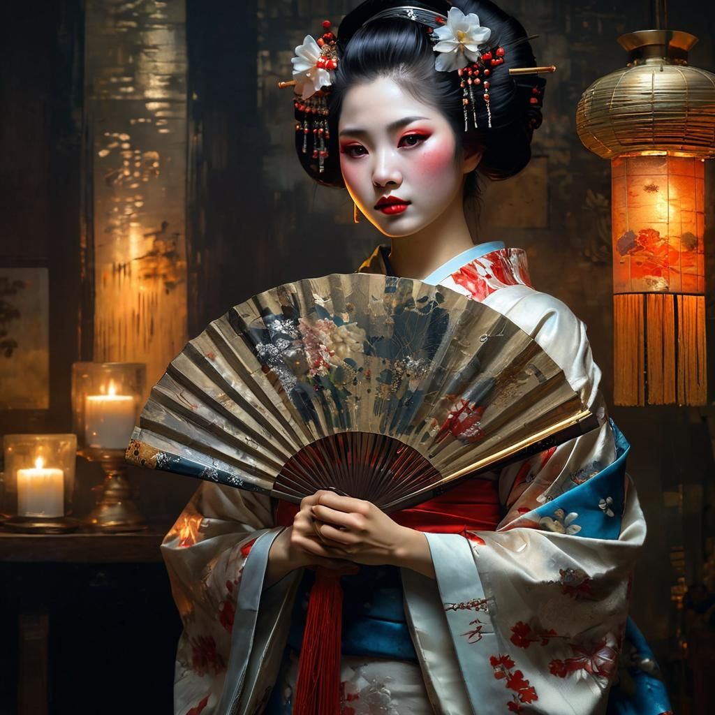 Geisha Portrait in Traditional Japanese Style