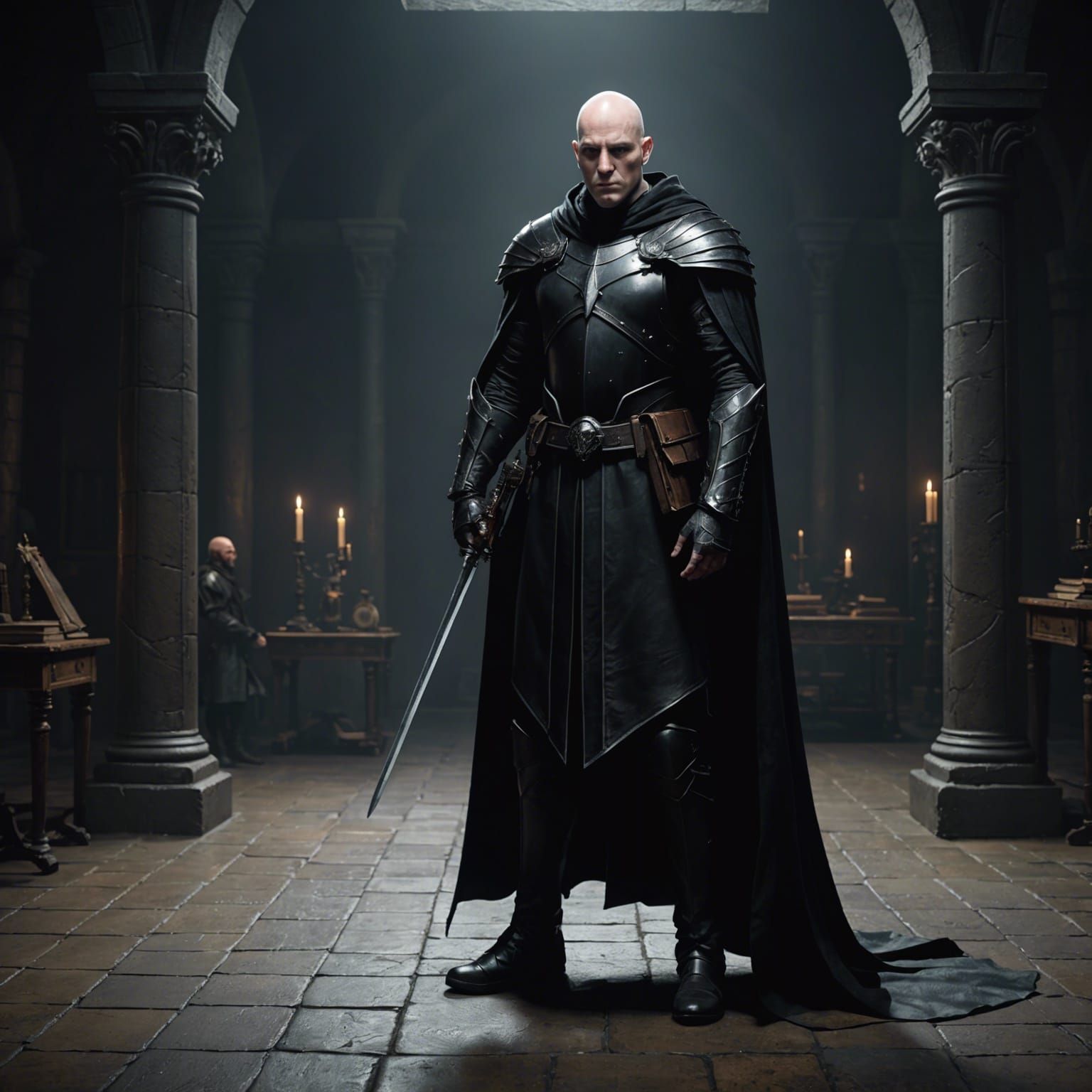 Eyeless Man in Shadows: Dark Fantasy Concept Art