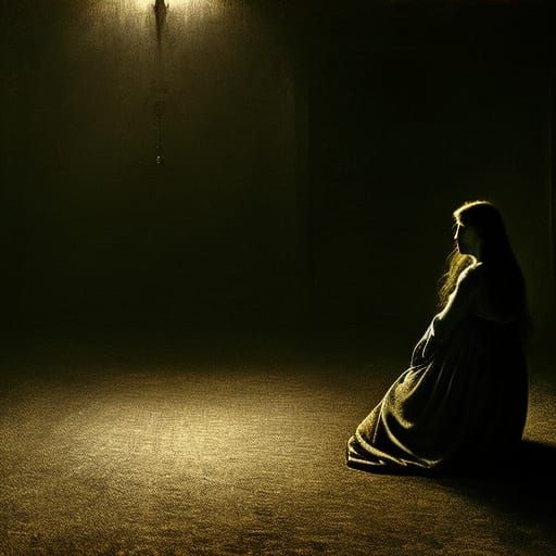 Sinister Shadows: Frightened Youth in Expressionist Style