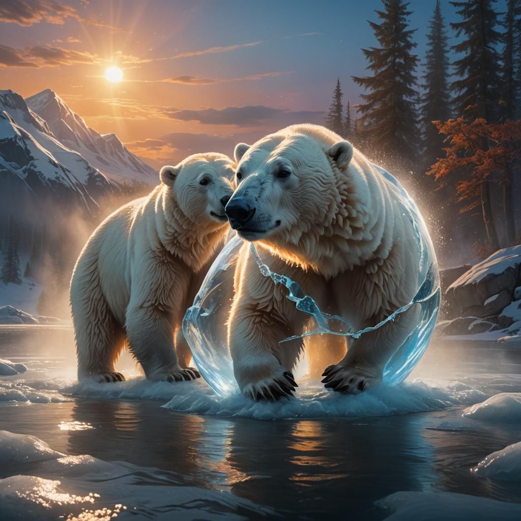 Polar Bear Water Bender in Magical Realism Style