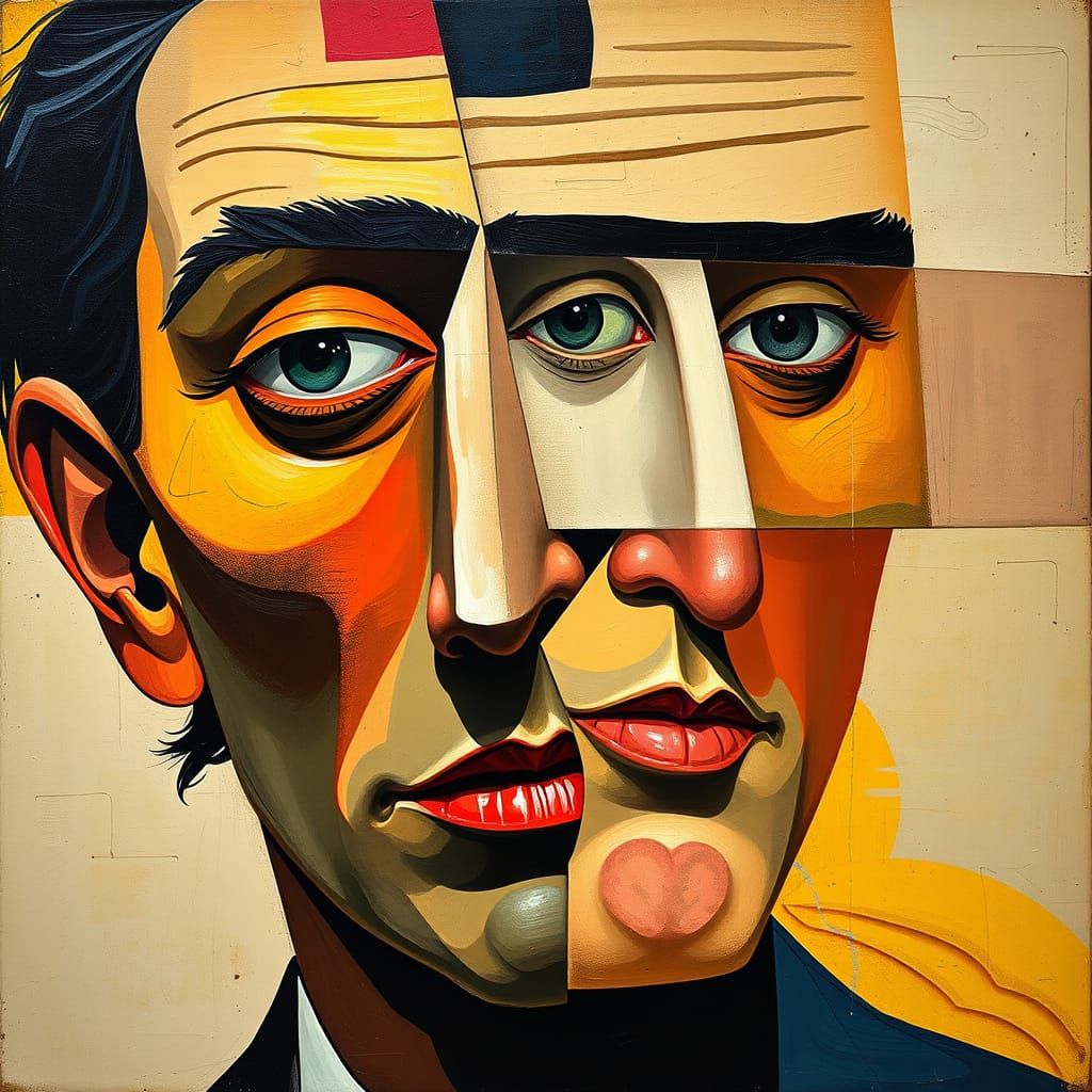 Avant-Garde Portrait in Mixed Media Collage Style