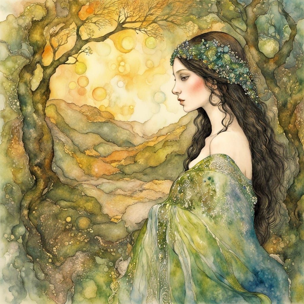 Enchanted Druidess in Whimsical Celtic Forest