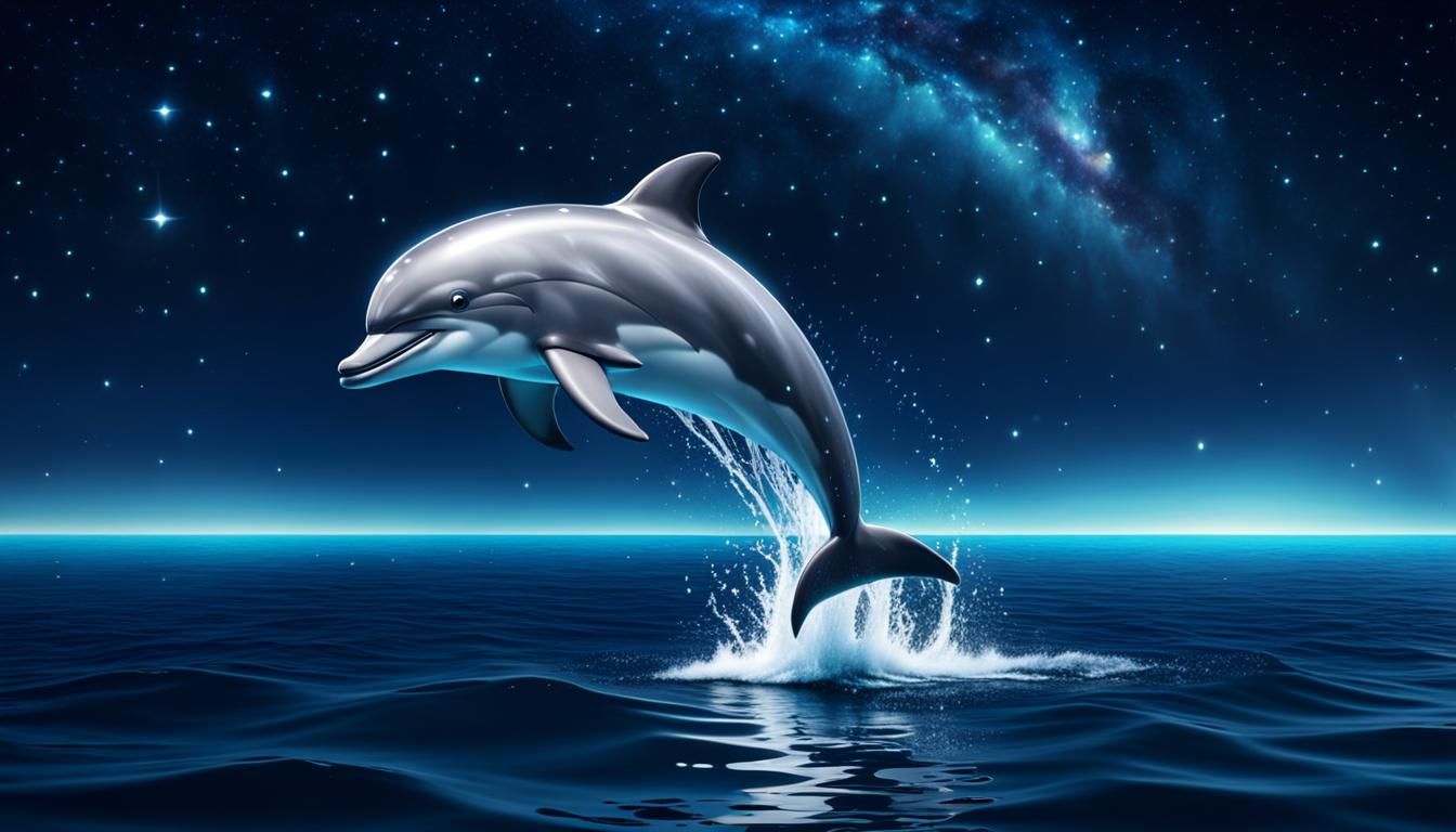 Dolphin Leaping in Starry Ocean: Hyperrealistic 8K