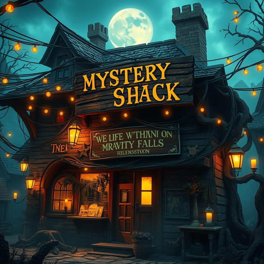 Eerie Mystery Shack in Gravity Falls: Detailed Matte Paintin...