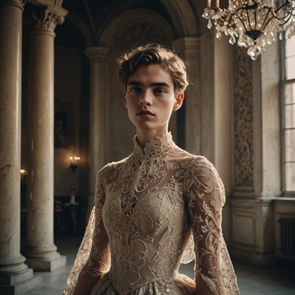 Boy in Ballgown: Conceptual Portrait in Ethereal Style