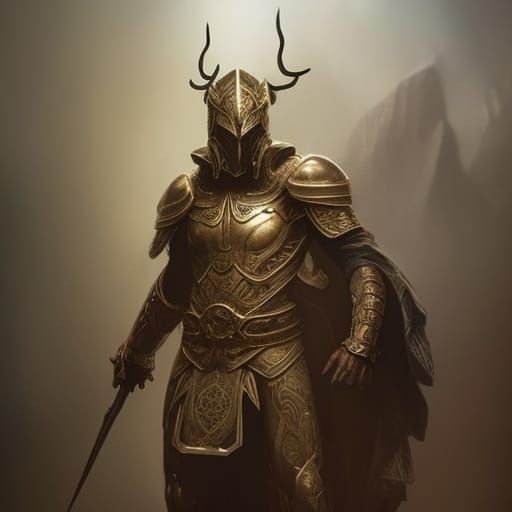 Dark Fantasy Warrior with Horned Crown