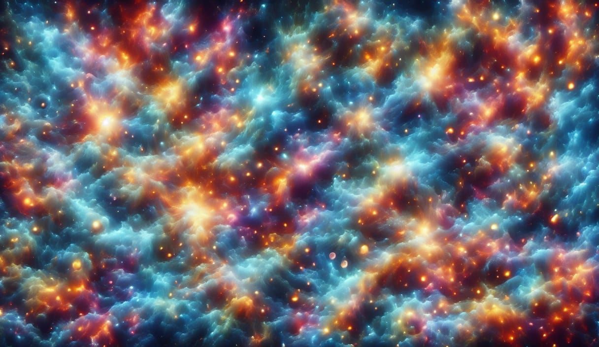 Cosmic Rainbow Mushrooms in Aurora Borealis Style