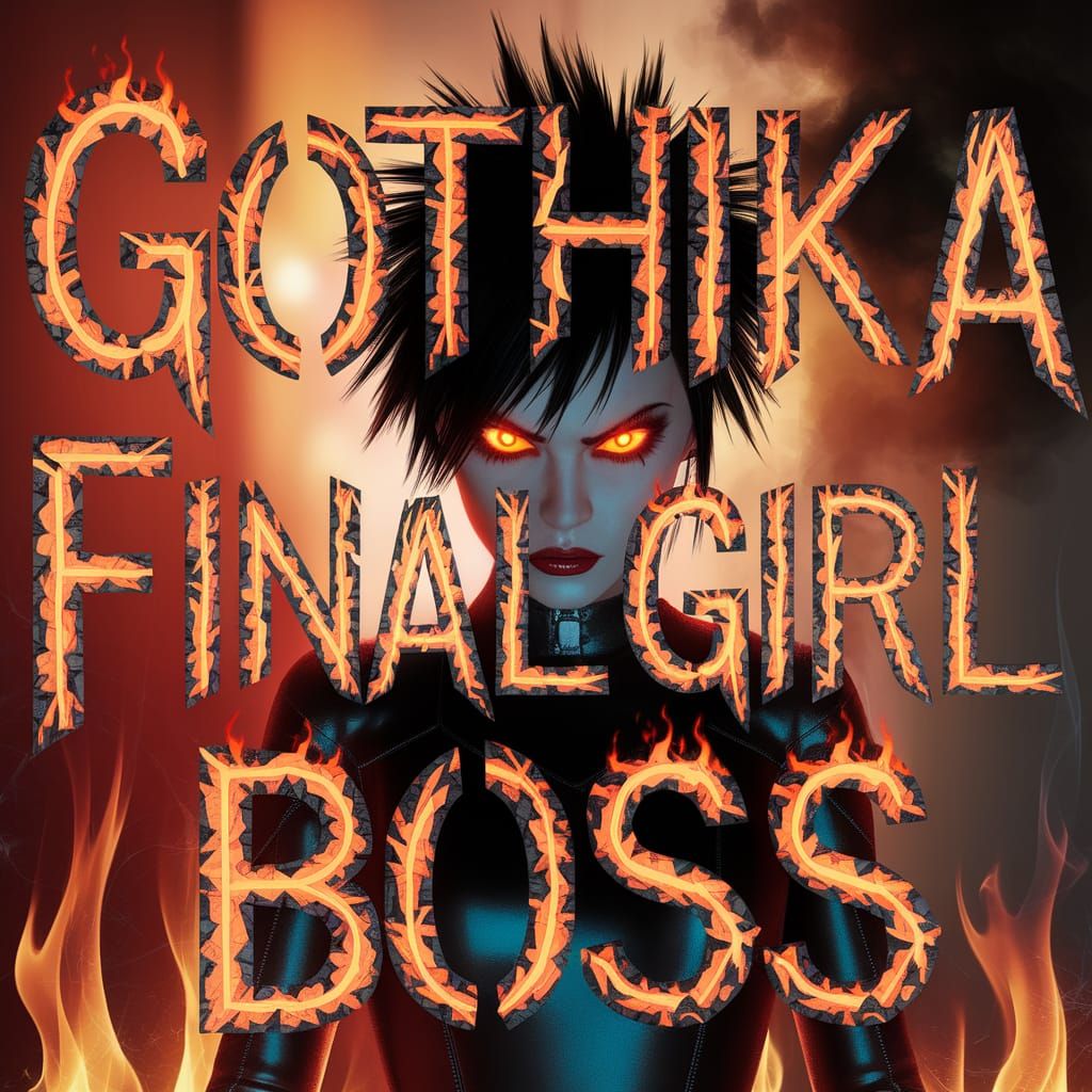 Goth Girl Stares Through Fractured Typography