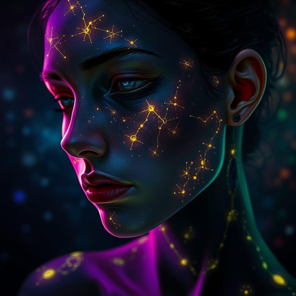 Surrealistic Celestial Scars in Anime Style