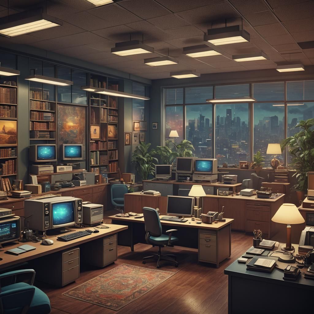 1970s Computer Ad in Office Setting