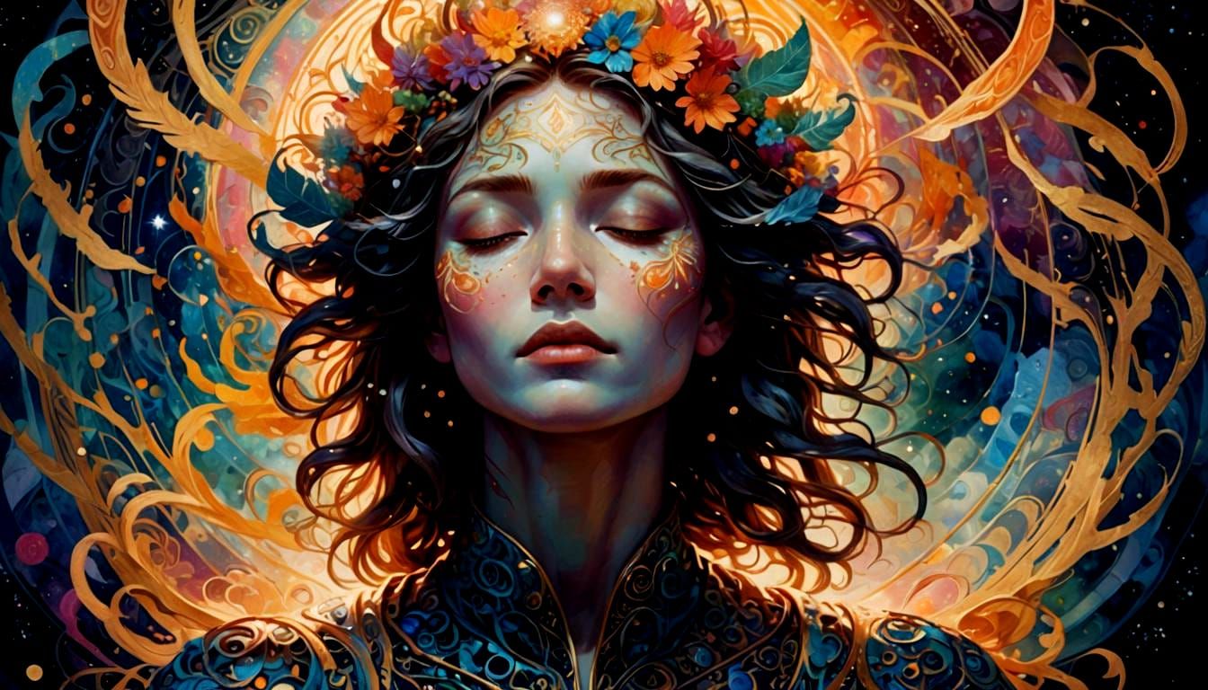 Cosmic Awakening: A Double Exposure Artwork