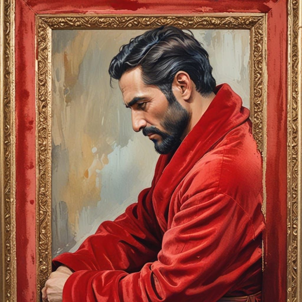 Elegant Arab Man in Velvet Robe