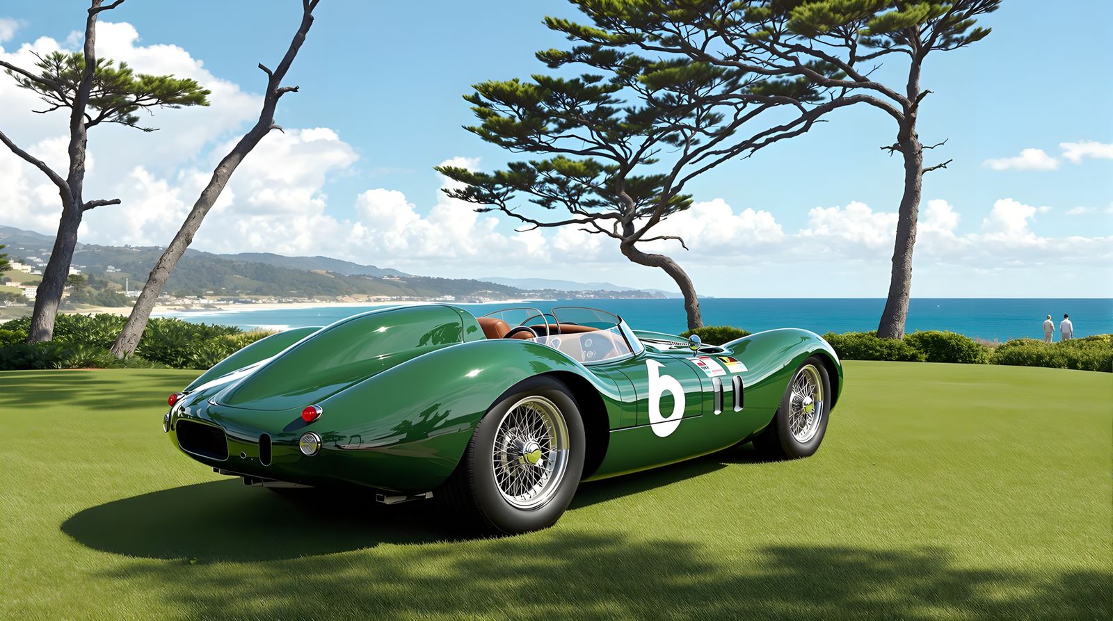 1955 Jaguar D-Type on Pebble Beach Lawn in 4K