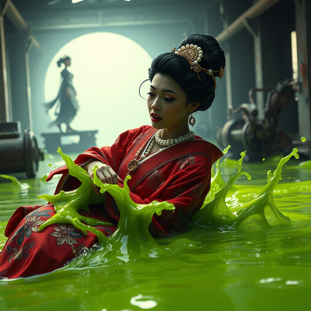 Vedic Geisha Sinking in Slime: Concept Art