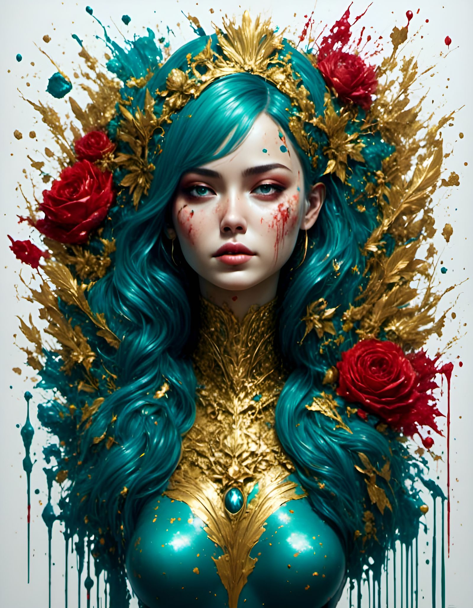 Woman in Splatter Graffiti Art Style