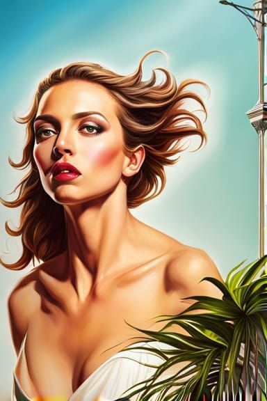 Hyperrealistic Woman Portrait in Splash Art Style