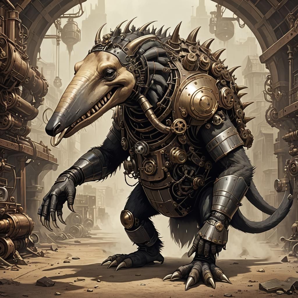 Steampunk Mutant Anteater with Evil Smile
