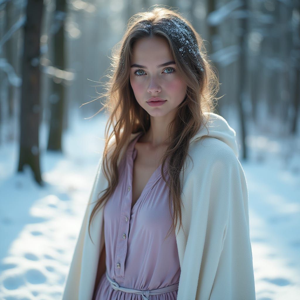 Snow Forest Portrait of a Young Woman
