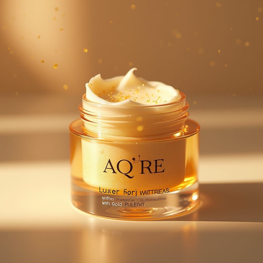 face cream with gold particles, brand aqre