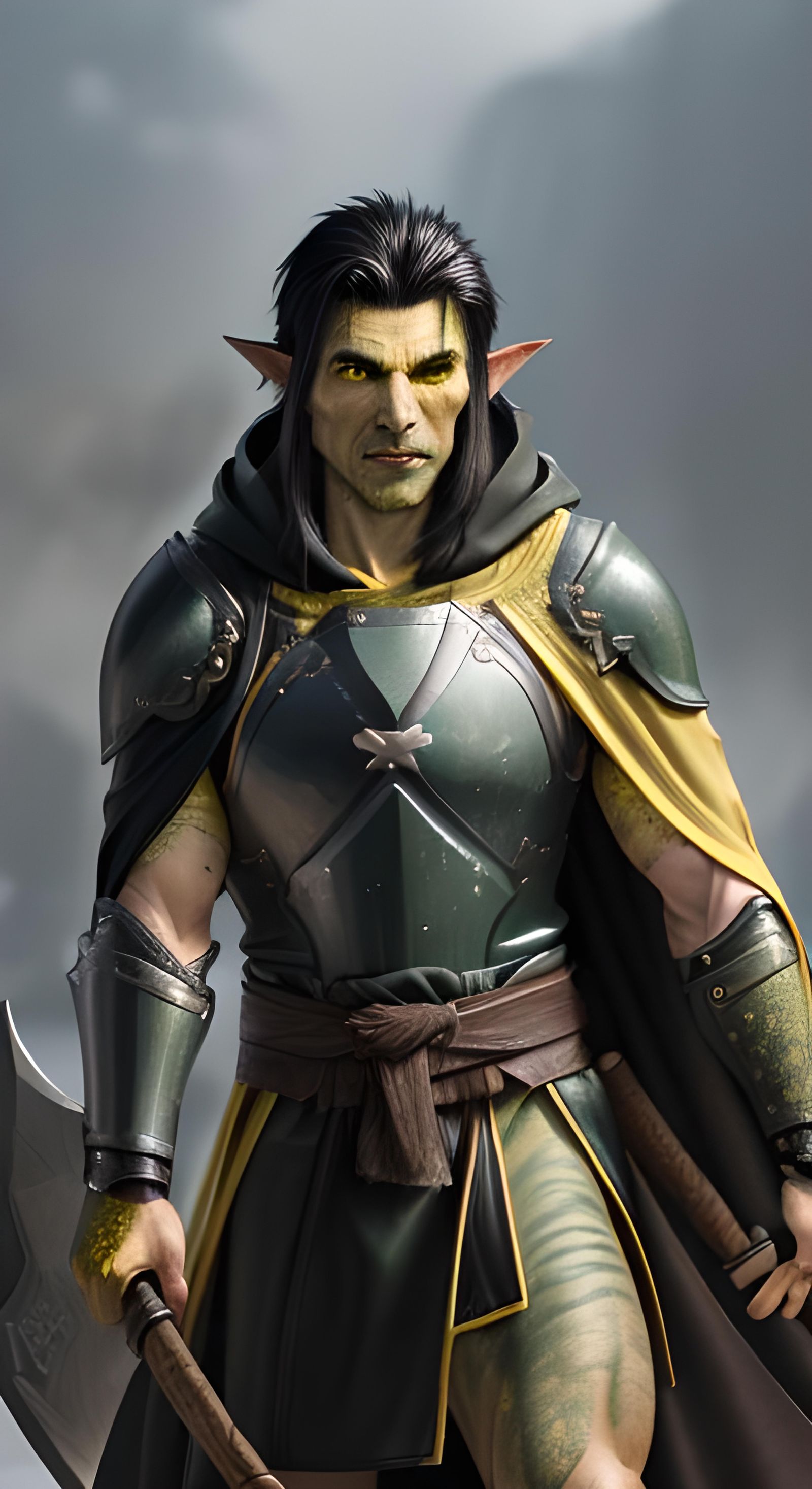 Half-Orc Mercenary Ready to Attack