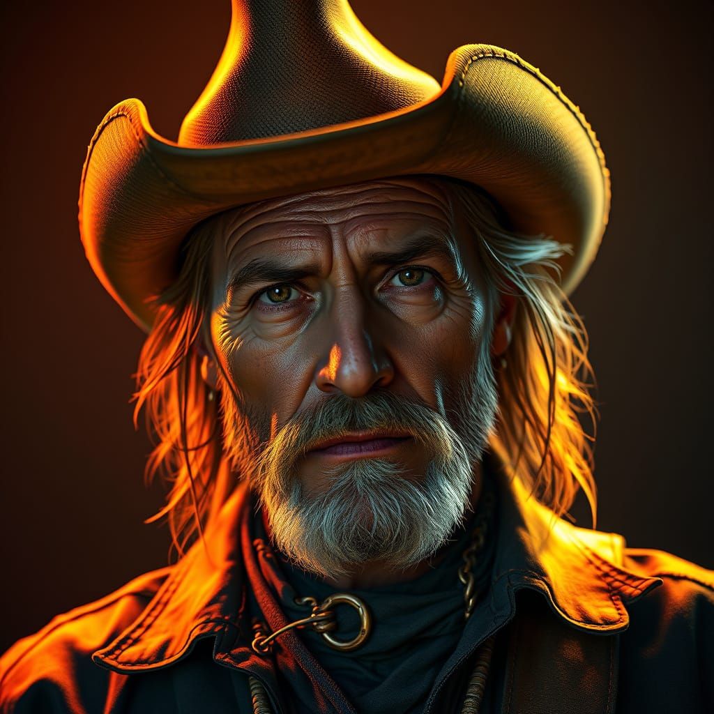 A country music icon, rugged and worn