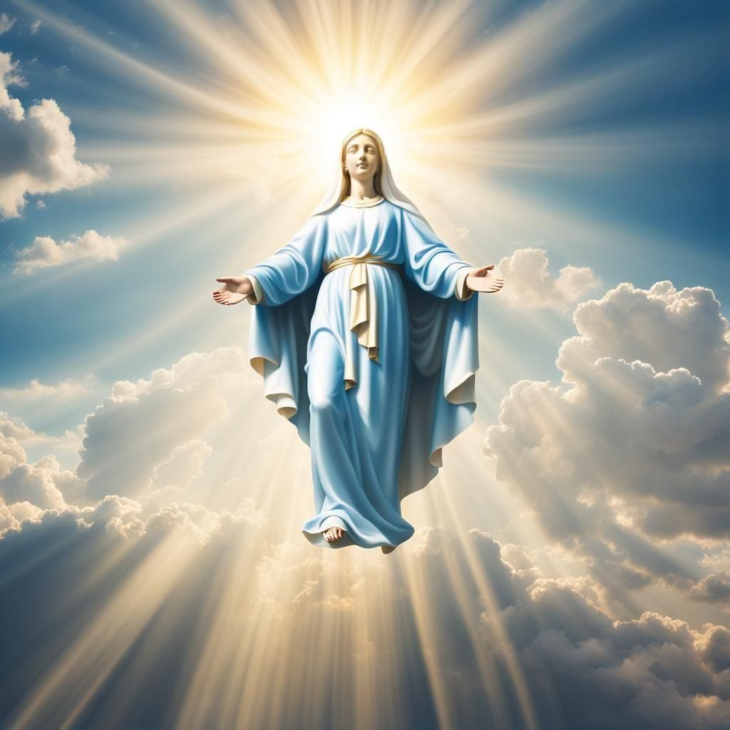 Virgin Mary and Jesus Ascending in Divine Light