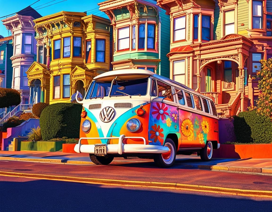 Psychedelic VW Bus in San Francisco