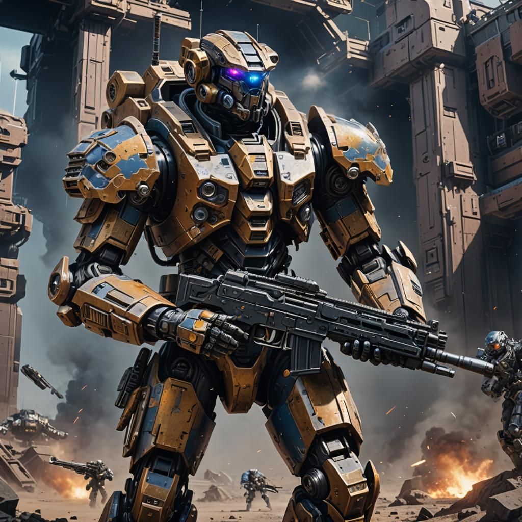Space Mech in Heavy Armour: Detailed Matte Painting