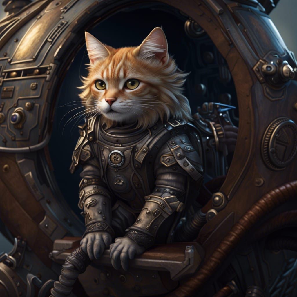 Pilot Cat Prepares for Takeoff: Fantasy Art