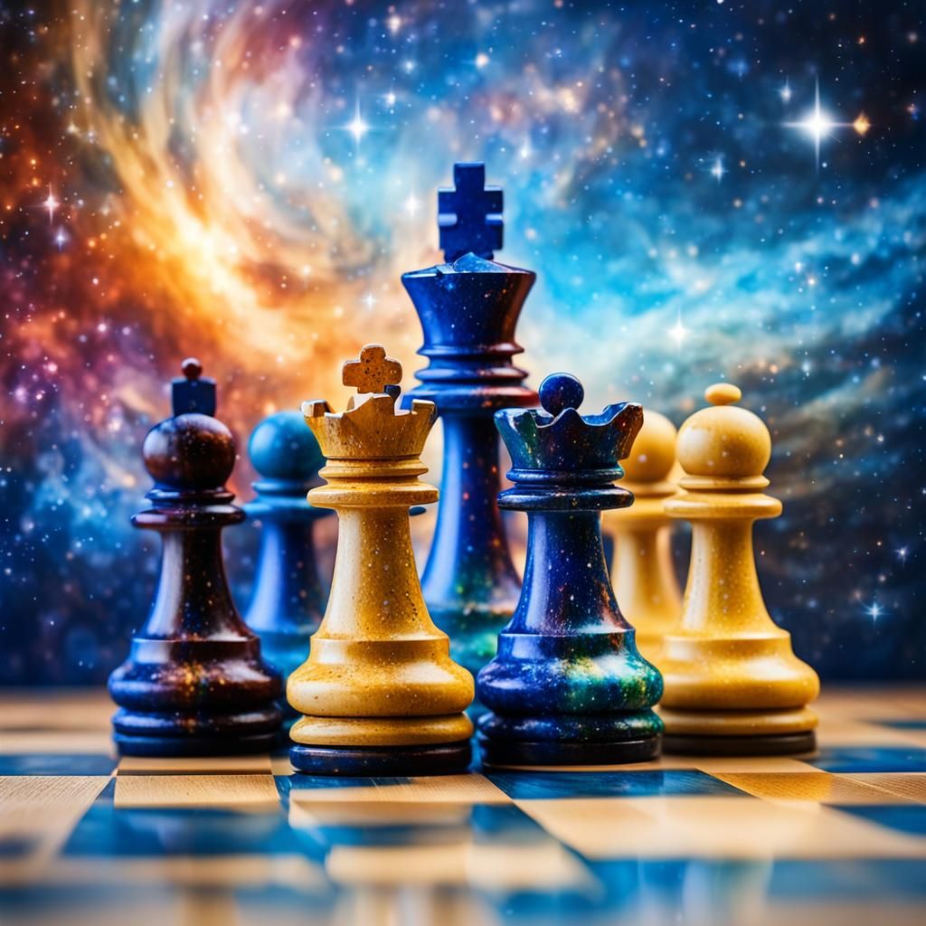 Chess Piece Soaring Through Galaxy with Motion Blur