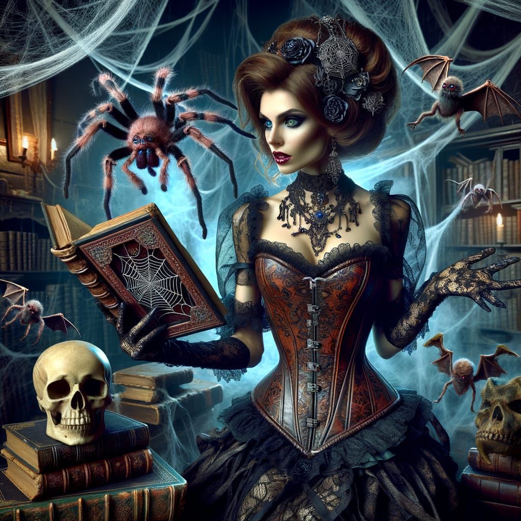 Spider Enchantress Casting Spells in Gothic Den