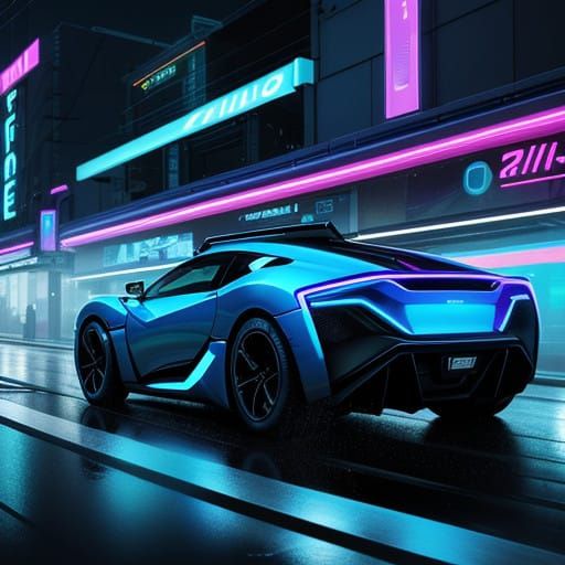 Sleek Futuristic E-Roller Speeds Down Neon City Street
