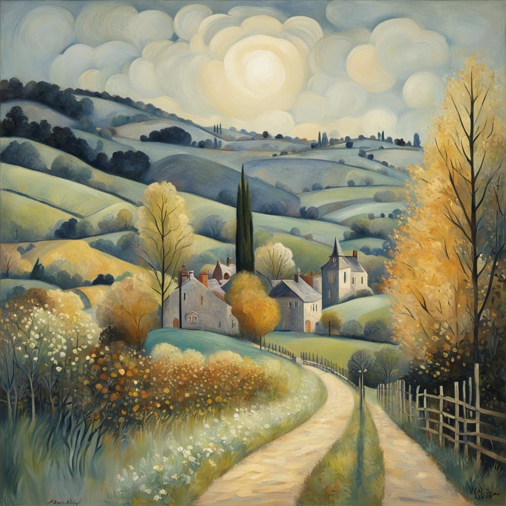 Impressionist Landscape in Soft Morning Light