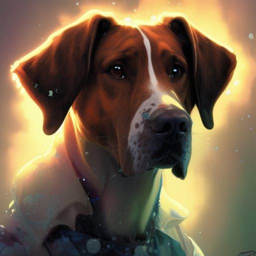 Magical Dog Portrait in Hyperdetailed Lighting