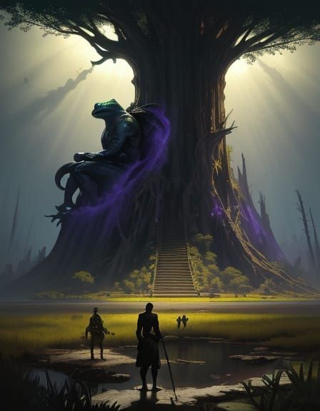 Dark Fantasy Frog God in Marshland Concept Art