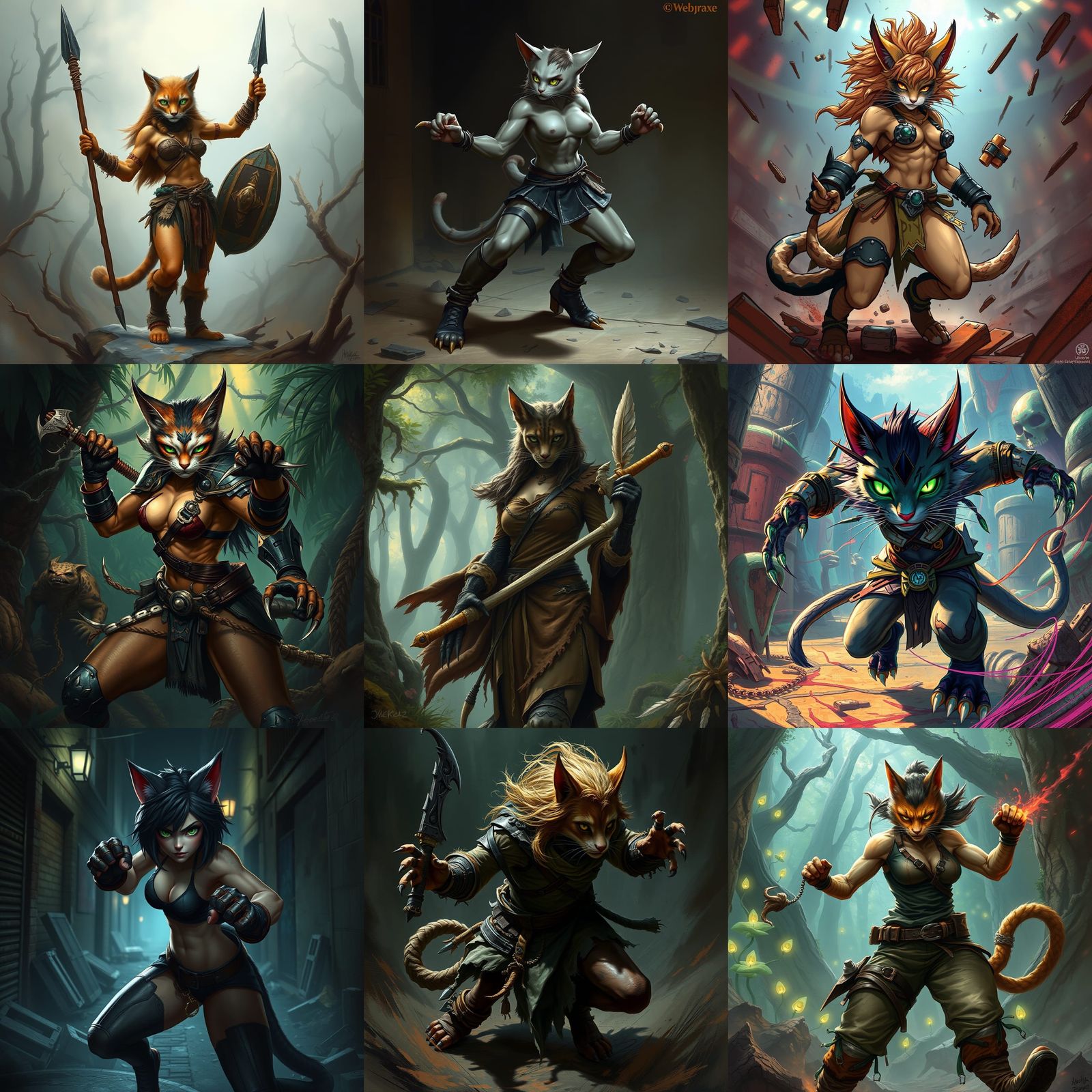 Anthropomorphic Cat-Human Hybrid Wild Fighter