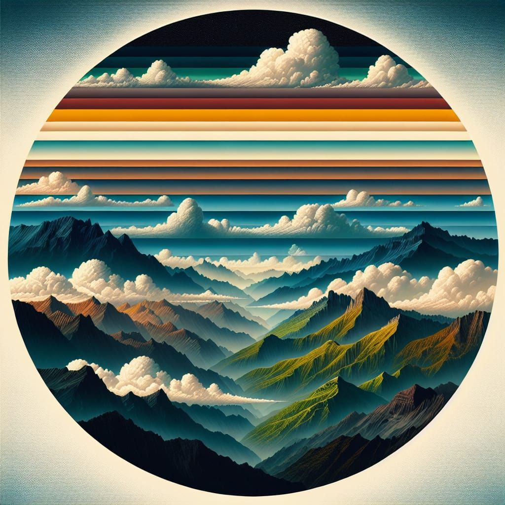 Tiered Nature Landscape with Dawn to Dusk Sky