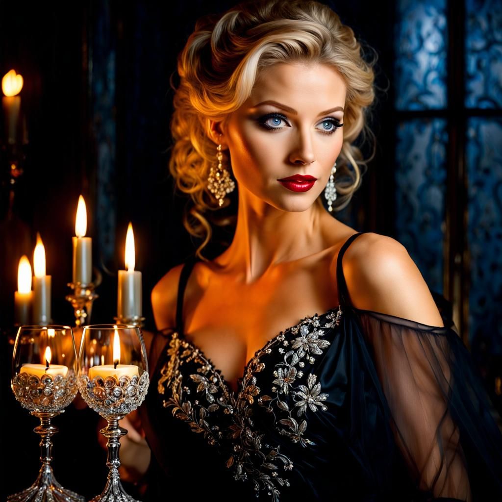 Elegant Woman in Rembrandt Style Portrait