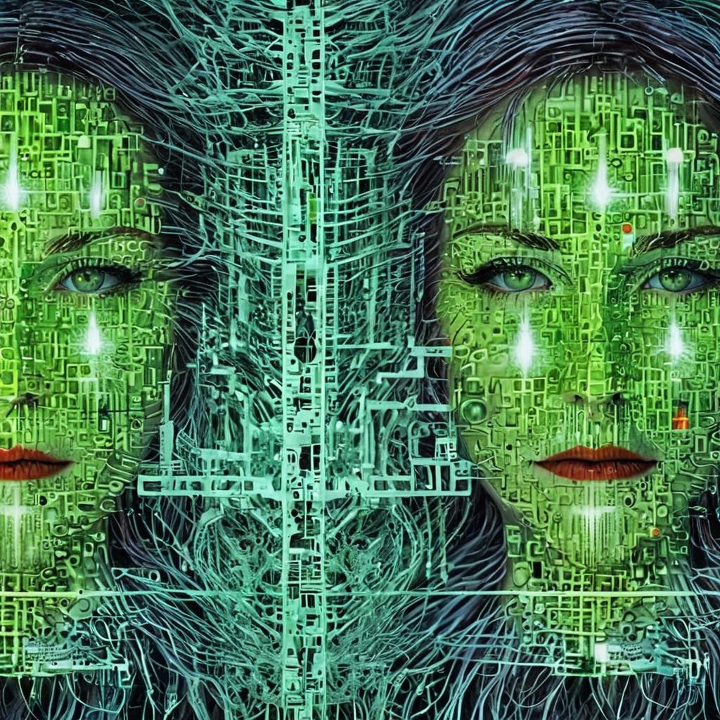 Split Image: Face and CT Scan in Digital Art