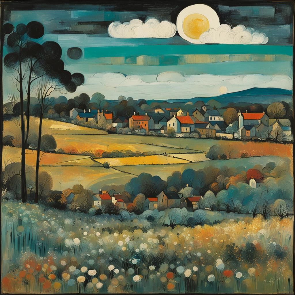 Abstract Landscape in Style of Klee and Piper