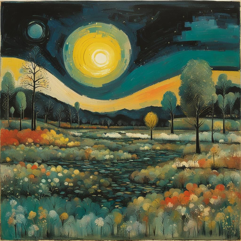 Abstract Landscape Inspired by Modern Masters