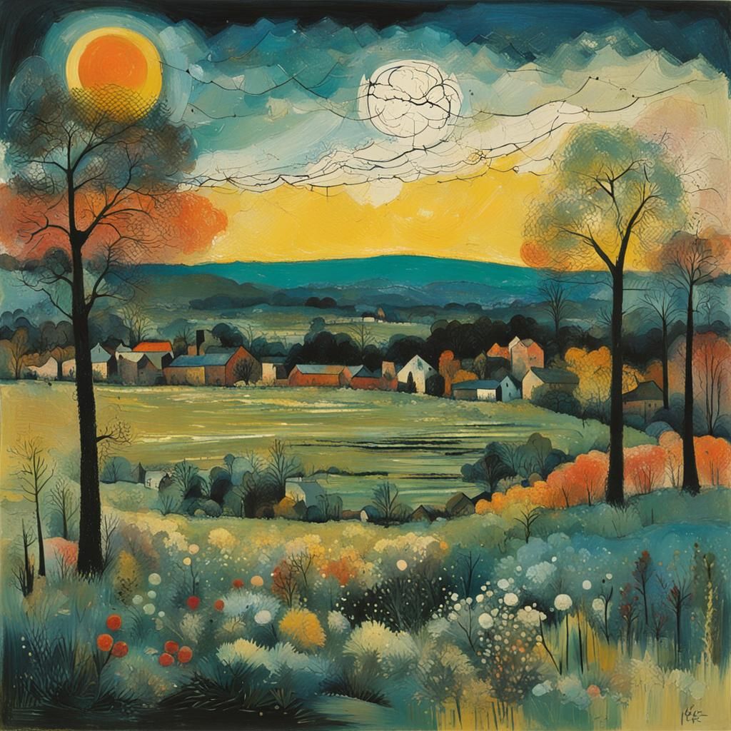 Vibrant Landscape Inspired by Modern Masters