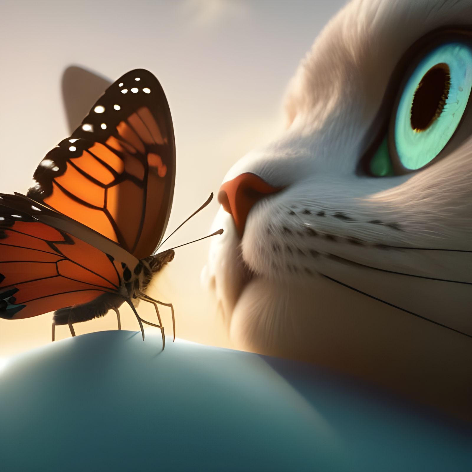 Butterfly Kisses: A Pixar-Style Cat Portrait