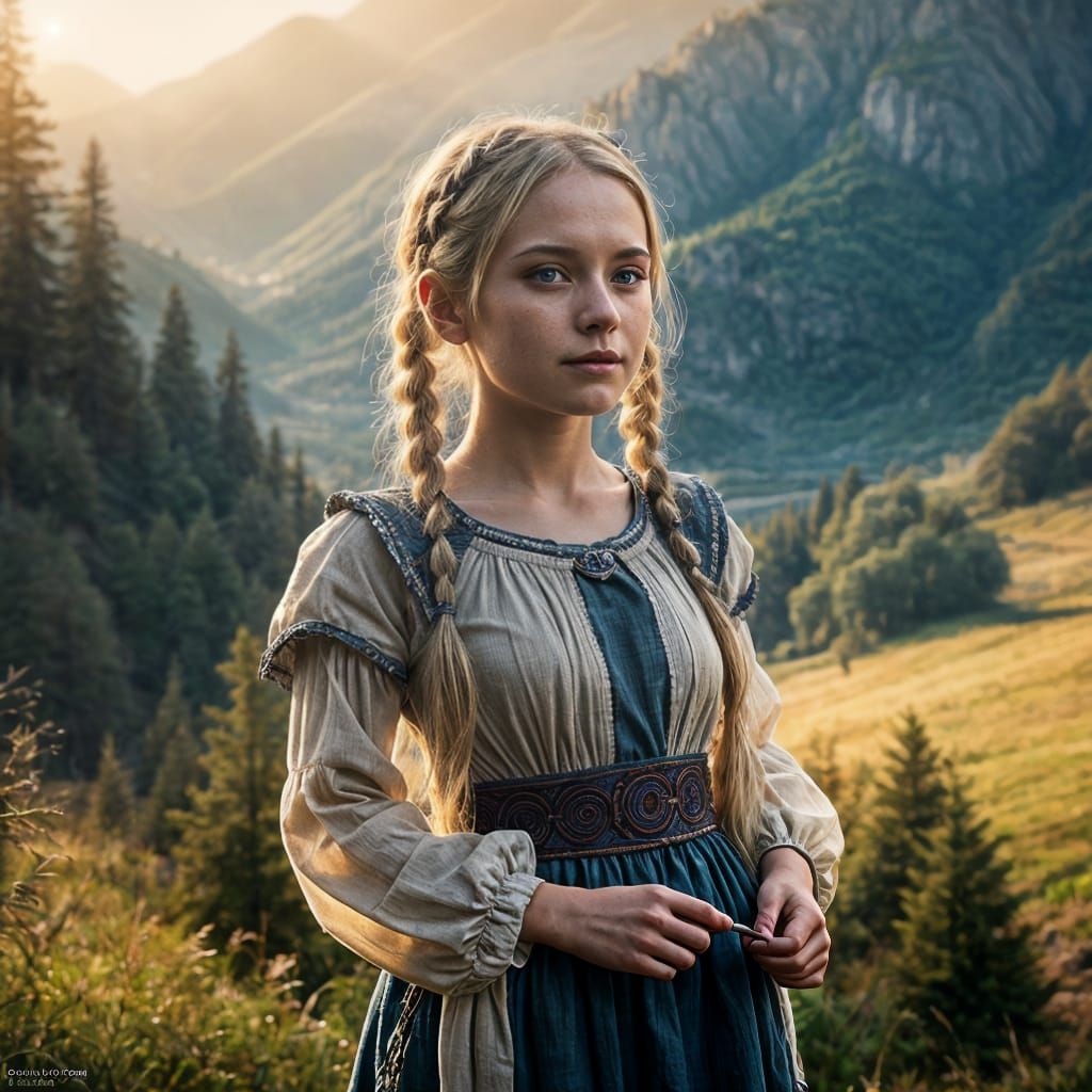 Blonde Girl in Fantasy Setting, Cinematic 4D