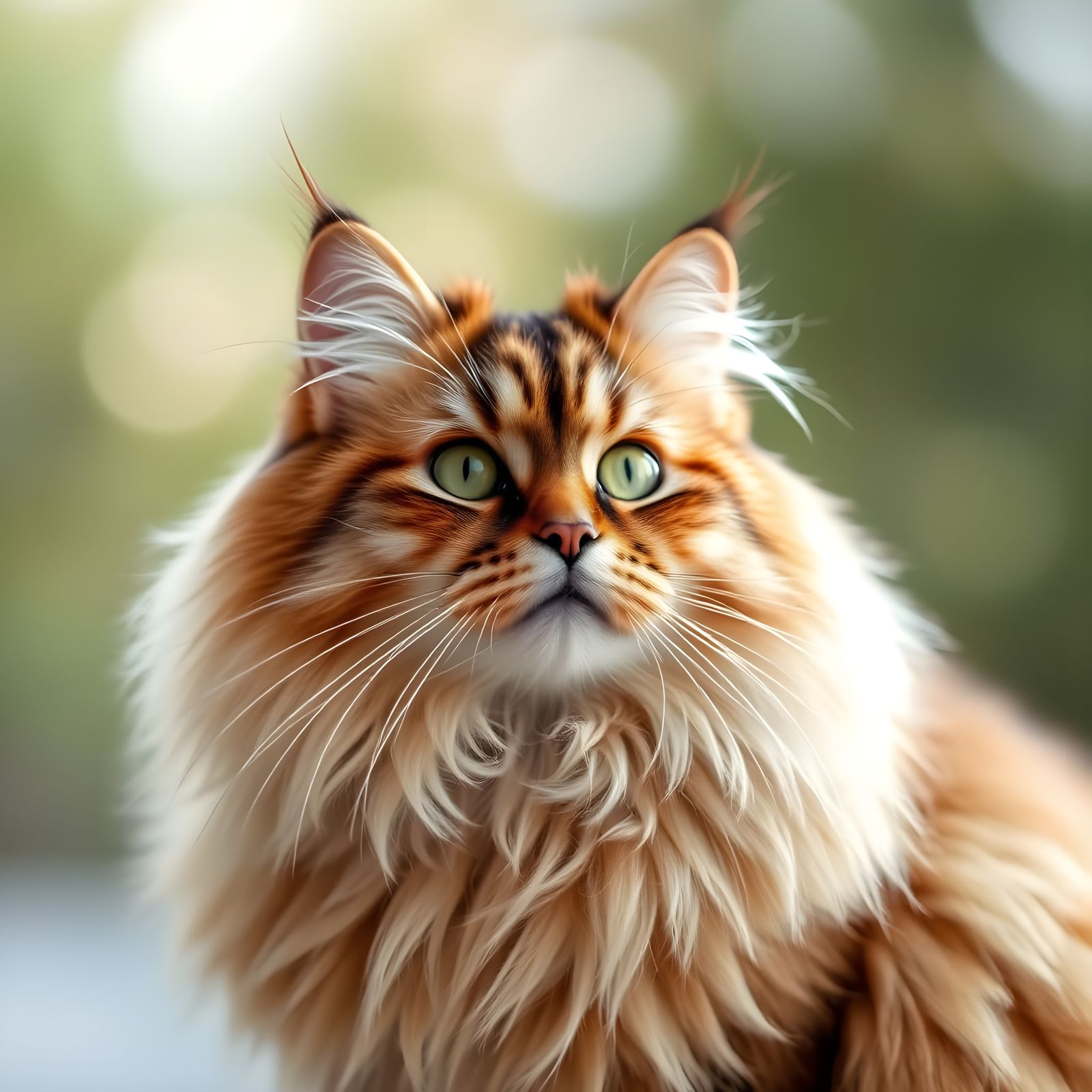 Siberian Cat in Stunning Bokeh Lighting